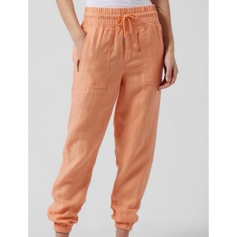 Athleta Cabo Linen Jogger Pants in Cactus Peach